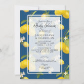 Lemon Floral Citrus Greenery Blue Baby Boy Kaart (Voorkant)