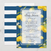 Lemon Floral Citrus Greenery Blue Baby Boy Kaart (Voorkant / Achterkant)