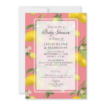 Lemon Floral Citrus Greenery Pink Baby Girl Shower