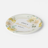 Lemon Floral Eucalyptus Floral Vrijgezellenfeest Papieren Bordje (Gekanteld)