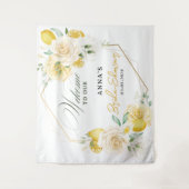 Lemon Floral Eucalyptus Vrijgezellenfeest Achtergr Wandkleed (Voorkant)