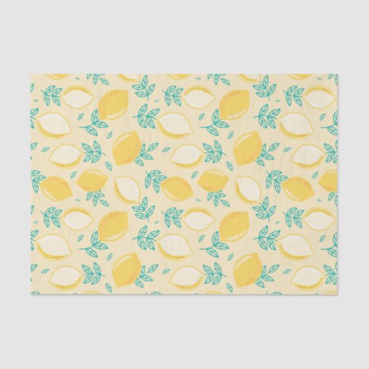 Lemon Floral Fruit Pattern Departementpapier Tissuepapier (Voorkant)