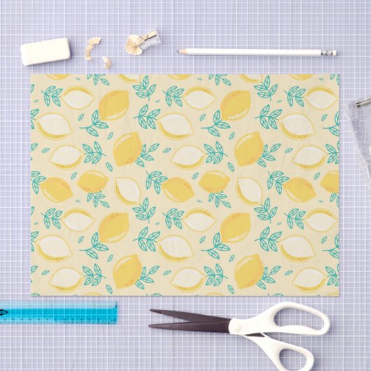 Lemon Floral Fruit Pattern Departementpapier Tissuepapier (Craft)