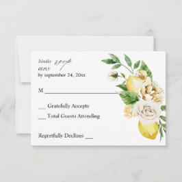 Lemon Floral geen maaltijd RSVP V2 Kaartje