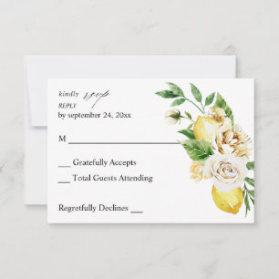 Lemon Floral geen maaltijd RSVP V2 Kaartje