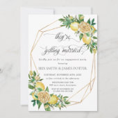 Lemon Floral Geometric die met Verloving trouwt Kaart (Voorkant)