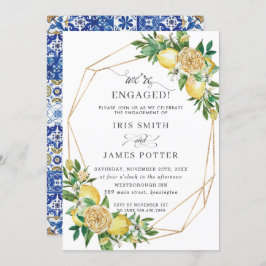 Lemon Floral Geometric We zijn Verloving I Kaart