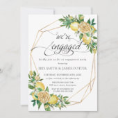Lemon Floral Geometric We zijn Verloving Kaart (Voorkant)