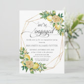 Lemon Floral Geometric We zijn Verloving Kaart (Staand voorkant)