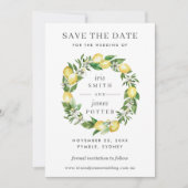 Lemon Floral Greenery Wedding Save the Date Kaart (Voorkant)