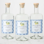 Lemon Floral Limoncello Wedding Blue Tegel Italiaa Likeurfles Etiket (Flessen)