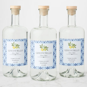 Lemon Floral Limoncello Wedding Blue Tegel Italiaa Likeurfles Etiket
