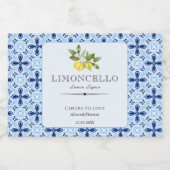 Lemon Floral Limoncello Wedding Blue Tegel Italiaa Sparkling Wijnetiket (Enkel label)