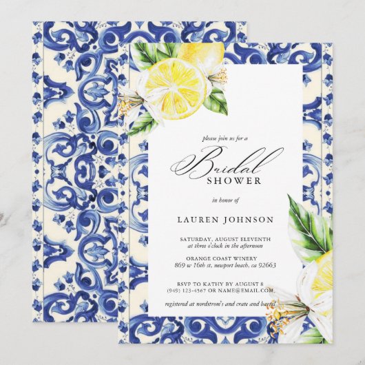 Lemon Floral Mediterraan Vrijgezellenfeest Kaart (Voorkant / Achterkant)