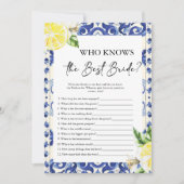 Lemon Floral Mediterraan Vrijgezellenfeest spel Kaart (Voorkant)