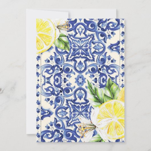 Lemon Floral Mediterraan Vrijgezellenfeest spel Kaart (Achterkant)