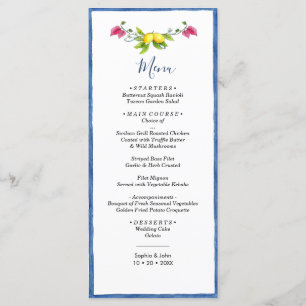 Lemon Floral Mediterranean Amalfi Wedding Menu