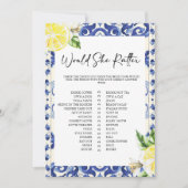Lemon Floral Mediterranean Bridal Shower game Kaart (Voorkant)