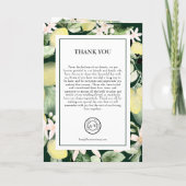 Lemon Floral Monogram Emerald Green Wedding Folded Programma (Achterkant)