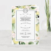 Lemon Floral Monogram White Wedding Folded Programma (Voorkant)