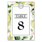 Lemon Floral Monogram White Wedding Kaart (Achterkant)