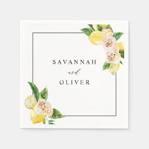 Lemon Floral Name Servet