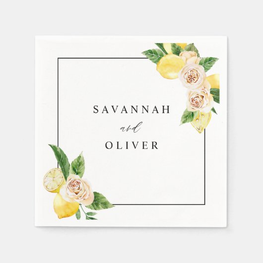 Lemon Floral Name Servet (Voorkant)