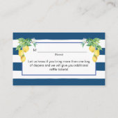 Lemon Floral Navy Blue White Diaper Raffle Informatiekaartje (Achterkant)