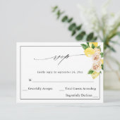 Lemon Floral no Meal RSVP V2 Kaartje (Staand voorkant)