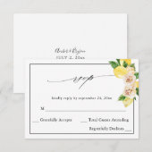 Lemon Floral no Meal RSVP V2 Kaartje (Voorkant / Achterkant)