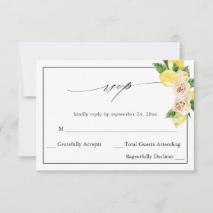 Lemon Floral no Meal RSVP V2 Kaartje