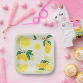 Lemon Floral Papieren Bordje (Feest)