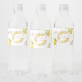 Lemon Floral Pink Birthday Waterfles Etiket (Flessen)