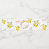 Lemon Floral Pink Birthday Waterfles Etiket (Enkel label)