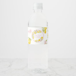 Lemon Floral Pink Birthday Waterfles Etiket