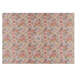 Lemon  Floral pink Peony rustic Pattern monogram Snijplank