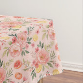 Lemon  Floral pink Peony rustic Pattern  Tafelkleed (Voorbeeld)