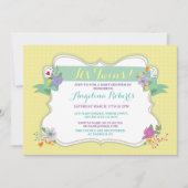 Lemon Floral Polka Dot Twins Baby shower Invite Kaart (Voorkant)