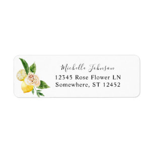 Lemon Floral Return Address Etiket