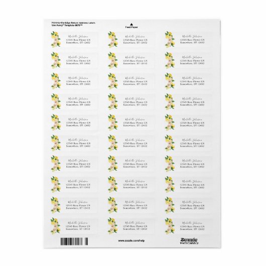Lemon Floral Return Address Label 2 (Full Sheet)
