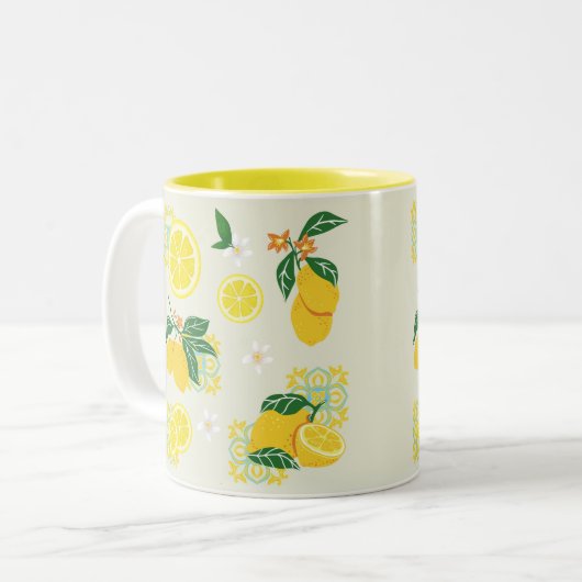 Lemon Floral Tweekleurige Koffiemok (Voorkant links)