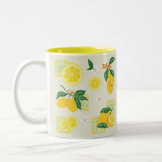 Lemon Floral Tweekleurige Koffiemok (Links)