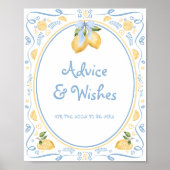 Lemon Floral Vrijgezellenfeest Advies en wensen Poster (Voorkant)