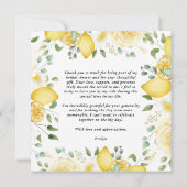 Lemon Floral Vrijgezellenfeest Bedankt Card (Achterkant)