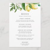 Lemon Floral Vrijgezellenfeest of Wedding Menu Kaa Kaart (Voorkant)