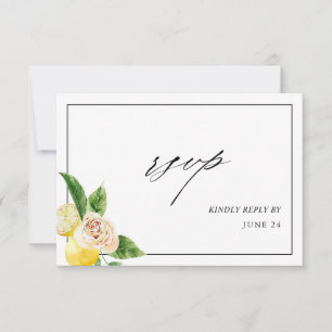 Lemon Floral w Meal RSVP Card 2 Kaartje