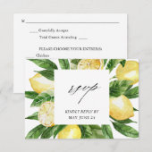 Lemon Floral w Meal RSVP-kaart RSVP Kaartje (Voorkant / Achterkant)