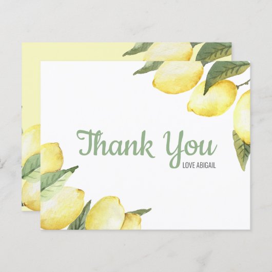 Lemon Floral Waterverf Hartelijk dank (Voorkant / Achterkant)
