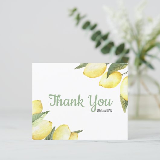 Lemon Floral Waterverf Hartelijk dank (Staand voorkant)