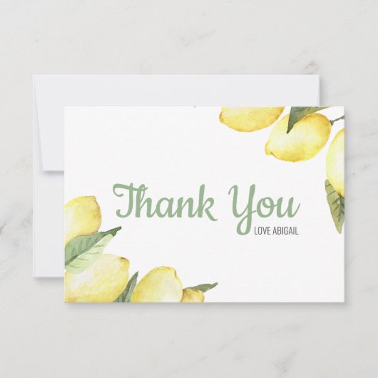 Lemon Floral Waterverf Hartelijk dank Bedankkaart (Voorkant)